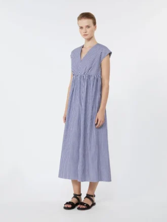 Abito svasato in popeline di cotone, blu navy