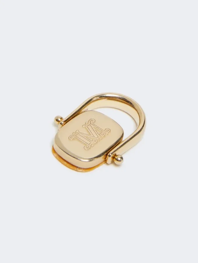 Anello in metallo e resina, arancione