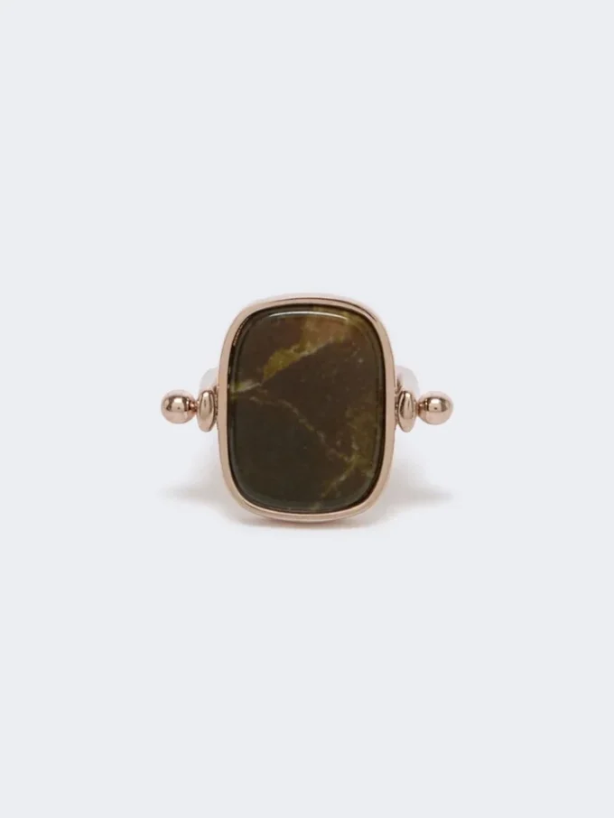 Anello in metallo e resina, marrone scuro
