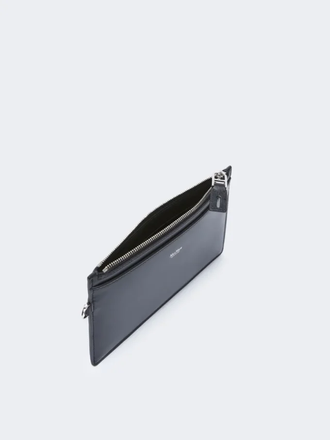 Astuccio in pelle con cinturino da polso, nero