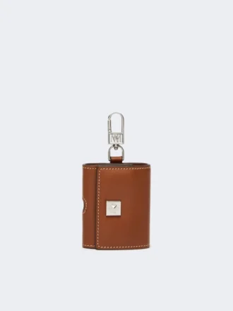 Astuccio per auricolari in pelle, marrone ambra Astuccio per auricolari in pelle, marrone ambra