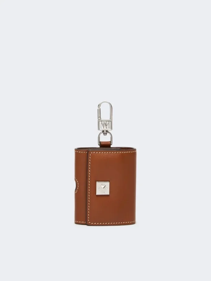 Astuccio per auricolari in pelle, marrone ambra Astuccio per auricolari in pelle, marrone ambra