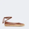 Ballerine in nappa e rafia, color tabacco Ballerine in nappa e rafia, color tabacco