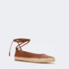 Ballerine in nappa e rafia, color tabacco Ballerine in nappa e rafia, color tabacco