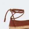 Ballerine in nappa e rafia, color tabacco Ballerine in nappa e rafia, color tabacco
