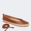 Ballerine in nappa e rafia, color tabacco Ballerine in nappa e rafia, color tabacco