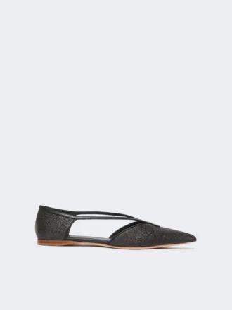 Ballerine intrecciate effetto rafia, nere