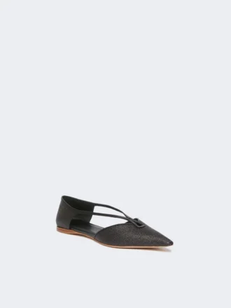 Ballerine intrecciate effetto rafia, nere