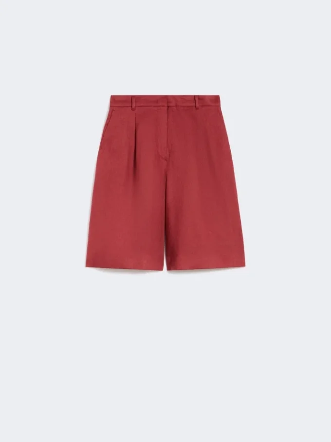 Bermuda lunghi in tela di lino, rosso mattone Bermuda lunghi in tela di lino, rosso mattone