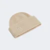 Berretto in cashmere a coste, beige