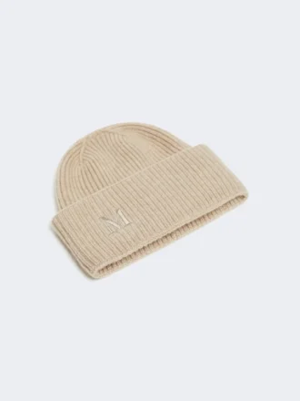 Berretto in cashmere a coste, beige Berretto in cashmere a coste, beige