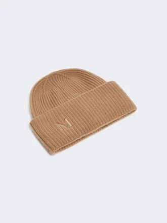 Berretto in cashmere a coste, color cammello Berretto in cashmere a coste, color cammello