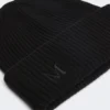 Berretto in cashmere a coste, nero