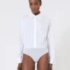 Body camicia in popeline, bianco ottico Body camicia in popeline, bianco ottico