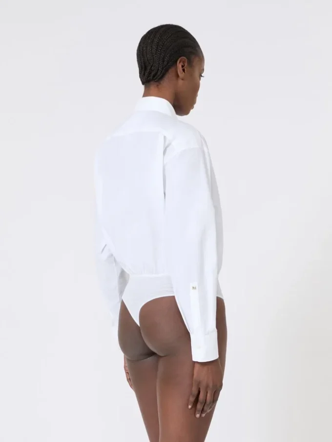 Body camicia in popeline, bianco ottico Body camicia in popeline, bianco ottico