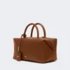 Borsa a bombetta media in pelle naturale, marrone ambra