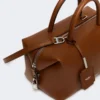 Borsa a bombetta media in pelle naturale, marrone ambra