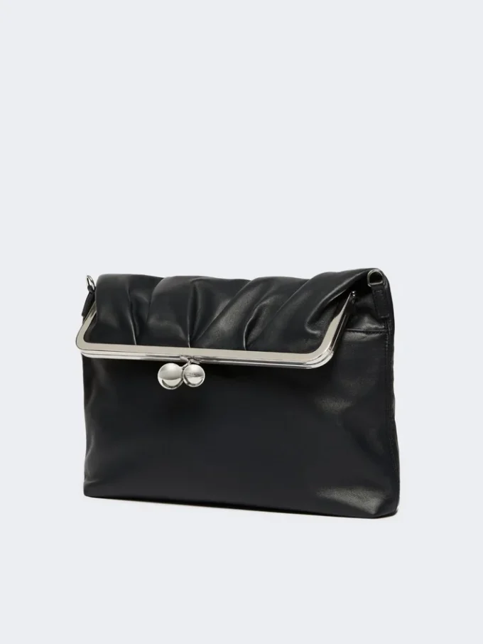 Borsa a busta Pasticcino in nappa lucida, blu oltremare
