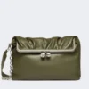 Borsa a busta pasticcino in nappa lucida, verde scuro