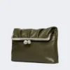 Borsa a busta pasticcino in nappa lucida, verde scuro