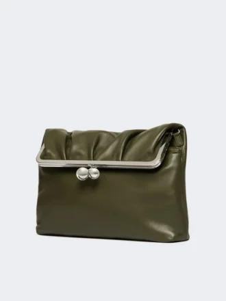 Borsa a busta pasticcino in nappa lucida, verde scuro
