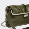 Borsa a busta pasticcino in nappa lucida, verde scuro