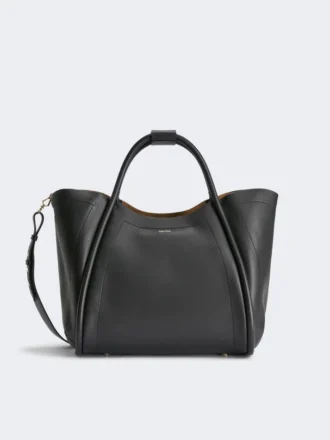 Borsa a mano in pelle Marine, nera