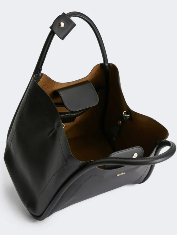 Borsa a mano in pelle Marine, nera Borsa a mano in pelle Marine, nera