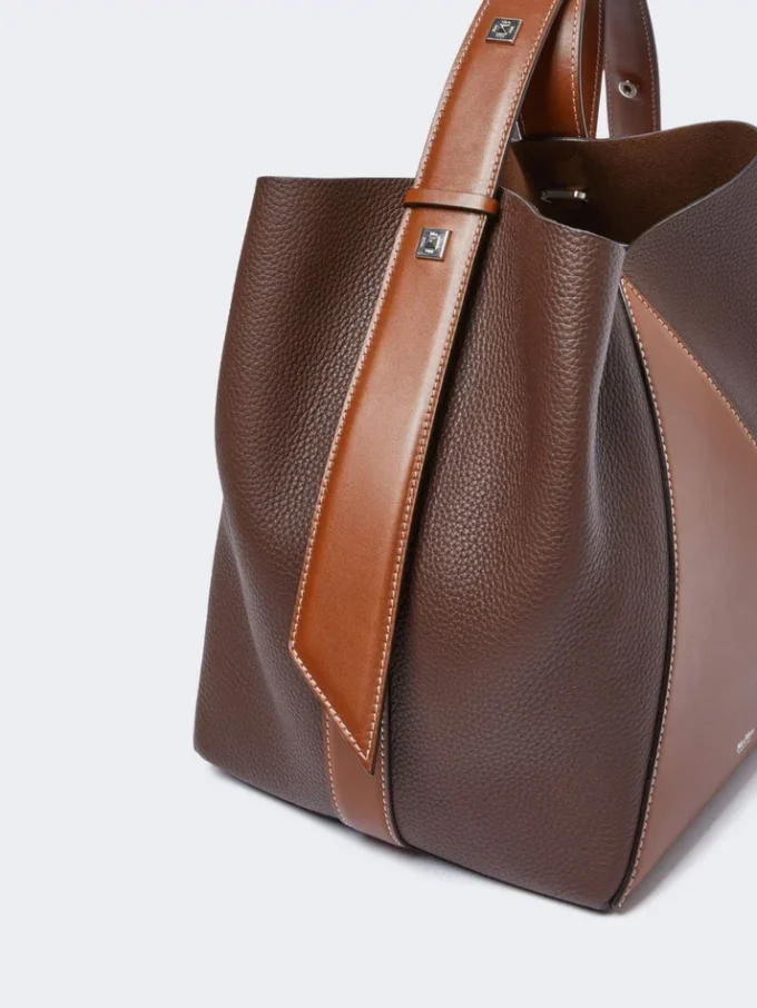 Borsa a secchiello media, color cacao