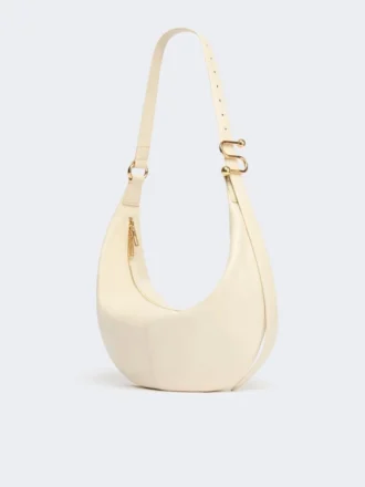 Borsa a tracolla in nappa, color vaniglia