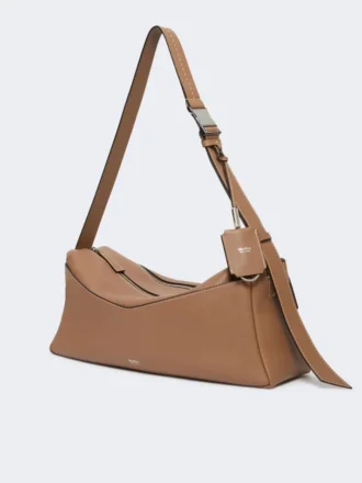 Borsa a tracolla media in pelle, marrone