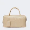 Borsa Boston grande in pelle con stampa coccodrillo, color ghiaccio Borsa Boston grande in pelle con stampa coccodrillo, color ghiaccio
