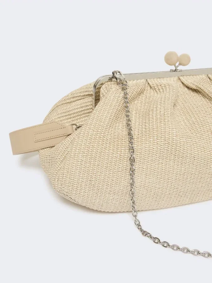 Borsa grande a forma di pasticcino effetto rafia, tortora Borsa grande a forma di pasticcino effetto rafia, tortora