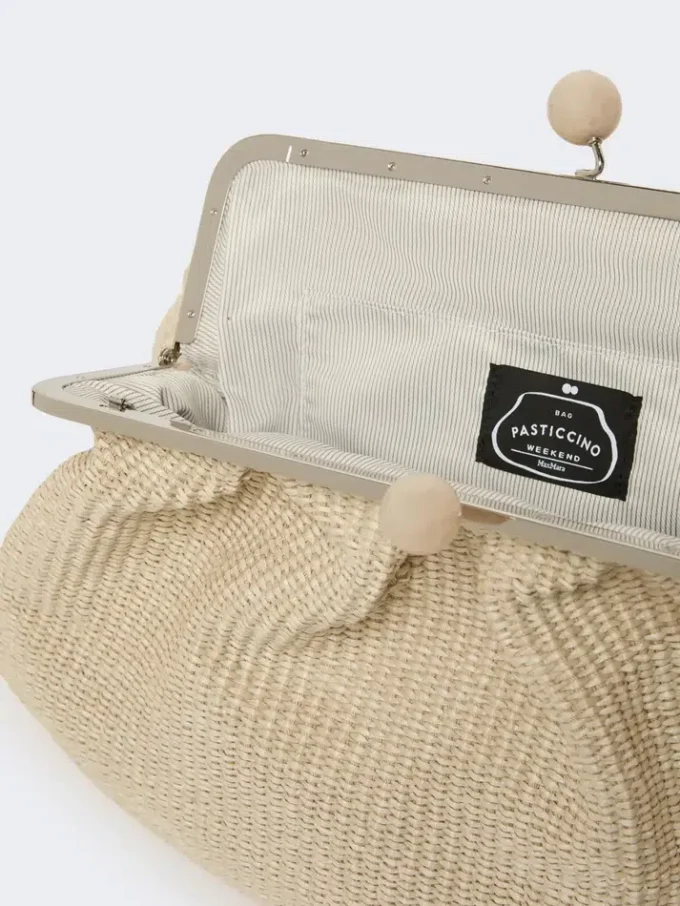 Borsa grande a forma di pasticcino effetto rafia, tortora Borsa grande a forma di pasticcino effetto rafia, tortora