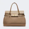 Borsa grande in cashmere e pelle, marrone Borsa grande in cashmere e pelle, marrone