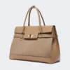 Borsa grande in cashmere e pelle, marrone Borsa grande in cashmere e pelle, marrone