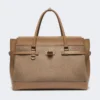 Borsa grande in cashmere e pelle, marrone Borsa grande in cashmere e pelle, marrone