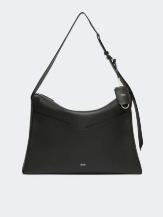 Borsa grande in pelle opaca, nera