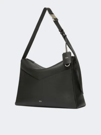 Borsa grande in pelle opaca, nera