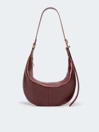 Borsa hobo in pelle nappa, bordeaux