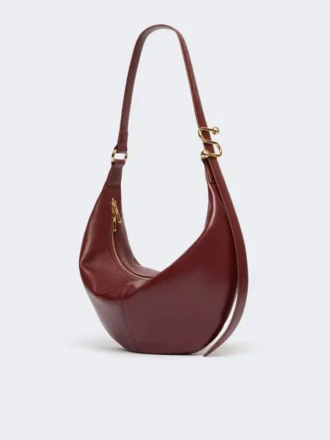 Borsa hobo in pelle nappa, bordeaux