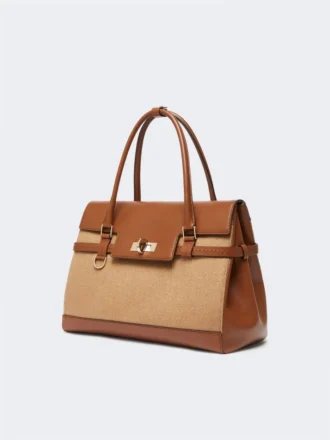 Borsa in pelle color cammello, cammello