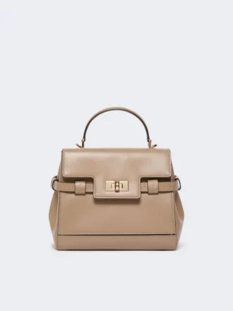 Borsa in pelle liscia, color fango Borsa in pelle liscia, color fango