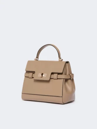 Borsa in pelle liscia, color fango Borsa in pelle liscia, color fango