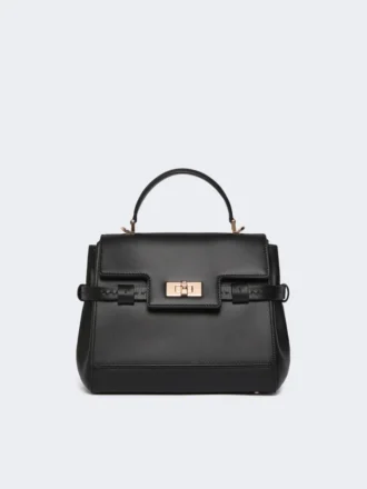 Borsa in pelle liscia, nera