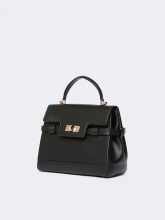 Borsa in pelle liscia, nera