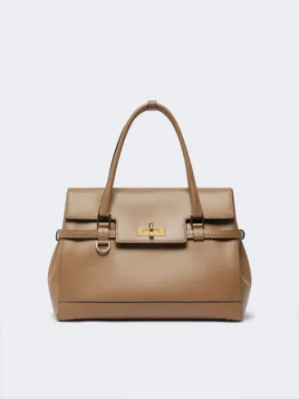 Borsa in pelle naturale, color fango