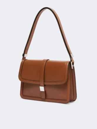 Borsa in pelle naturale, color tabacco