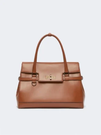 Borsa in pelle naturale, marrone ambra