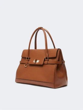Borsa in pelle naturale, marrone ambra